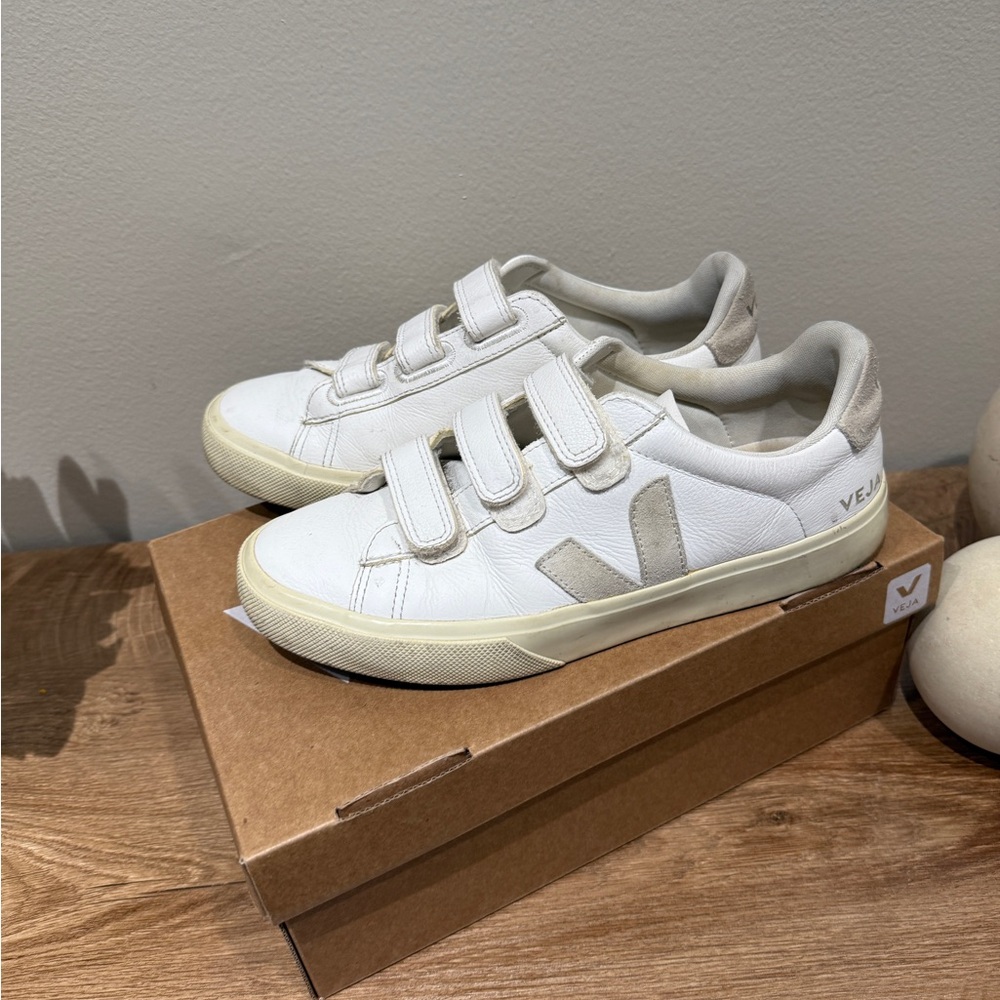 Veja White and Cream Sneakers